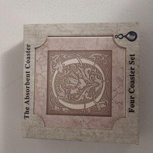 Set of 4 square monogram O absorbent stone coasters letter I  3.5"